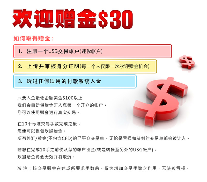 USG联准30美金赠金活动