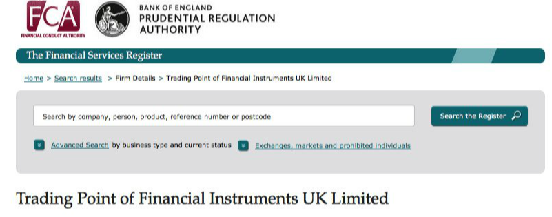 trading point公司英国FCA监管证明函
